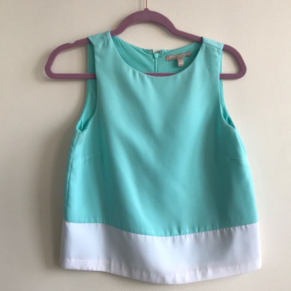 Banana Republic turquoise and white colorblock top